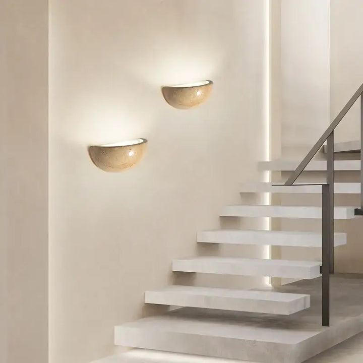 Applique marbre beige forme demi-sphère led style raffiné