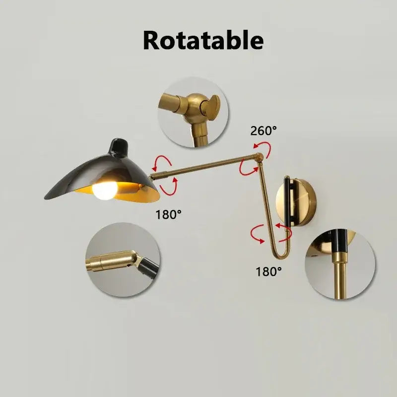 Applique murale en métal style rétro et industriel noir