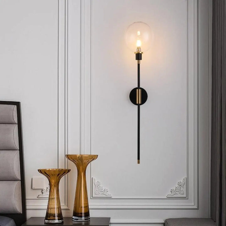 Applique Murale Métal Noir Élégante En Verre