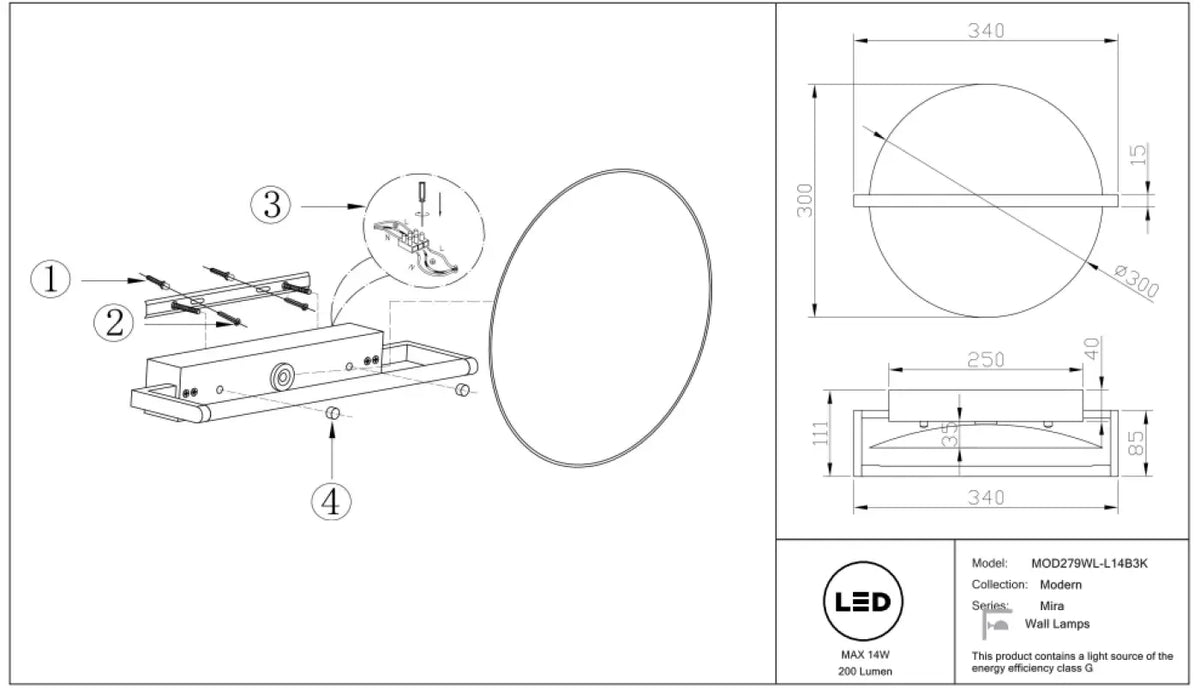 Schéma d'installation du luminaire