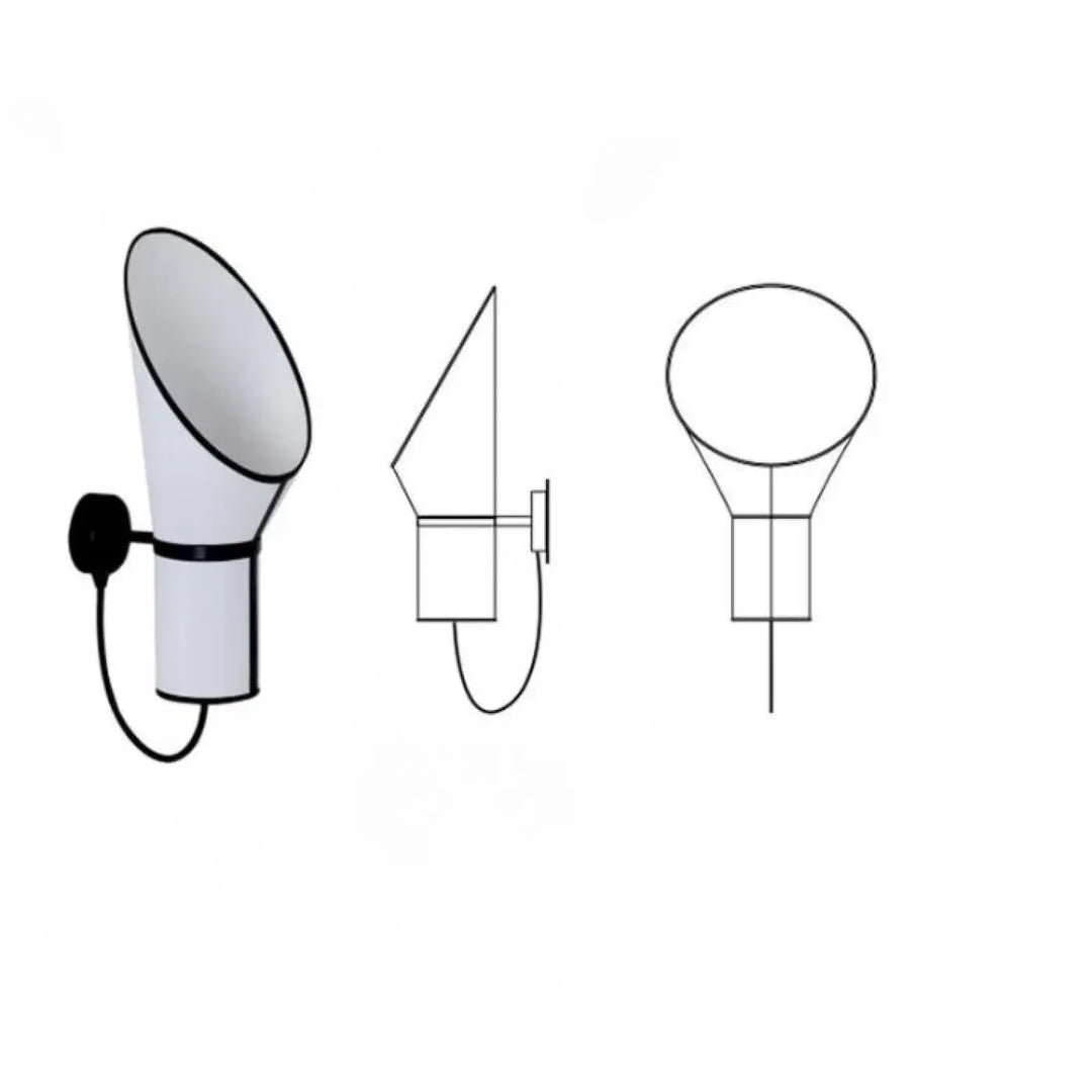 Applique murale vesto conique blanche avec cordon noir et support de montage pour éclairage moderne horn standing