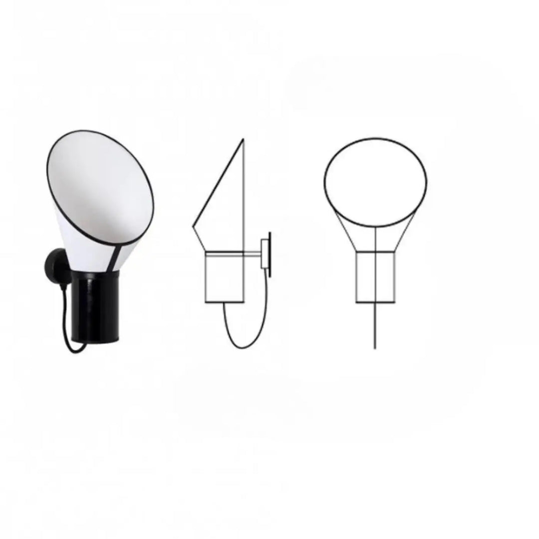 Applique murale vesto noire et blanche avec diffuseur ovale design moderne adaptée aux lampes standing floor