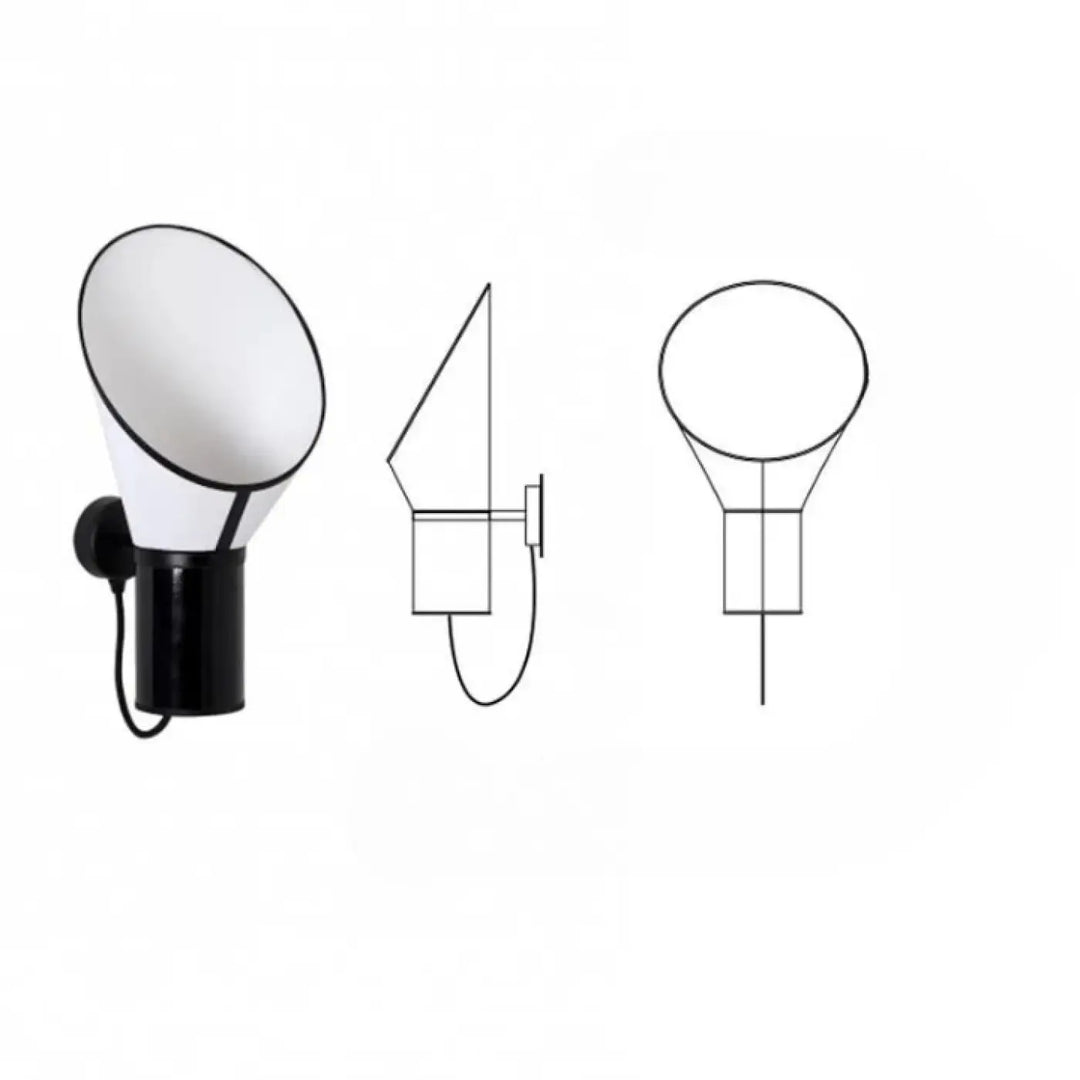 Applique murale black and white avec abat-jour conique en verre dépoli idéale pour un standing floor lamp moderne