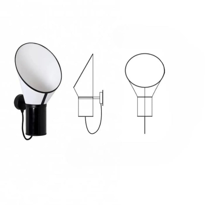 Applique murale black and white avec abat-jour conique en verre dépoli idéale pour un standing floor lamp moderne