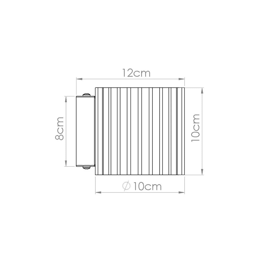 Applique murale aura moka avec forme unique inspirée, radiateur cylindrique moka de 12cm x 8cm à rainures verticales