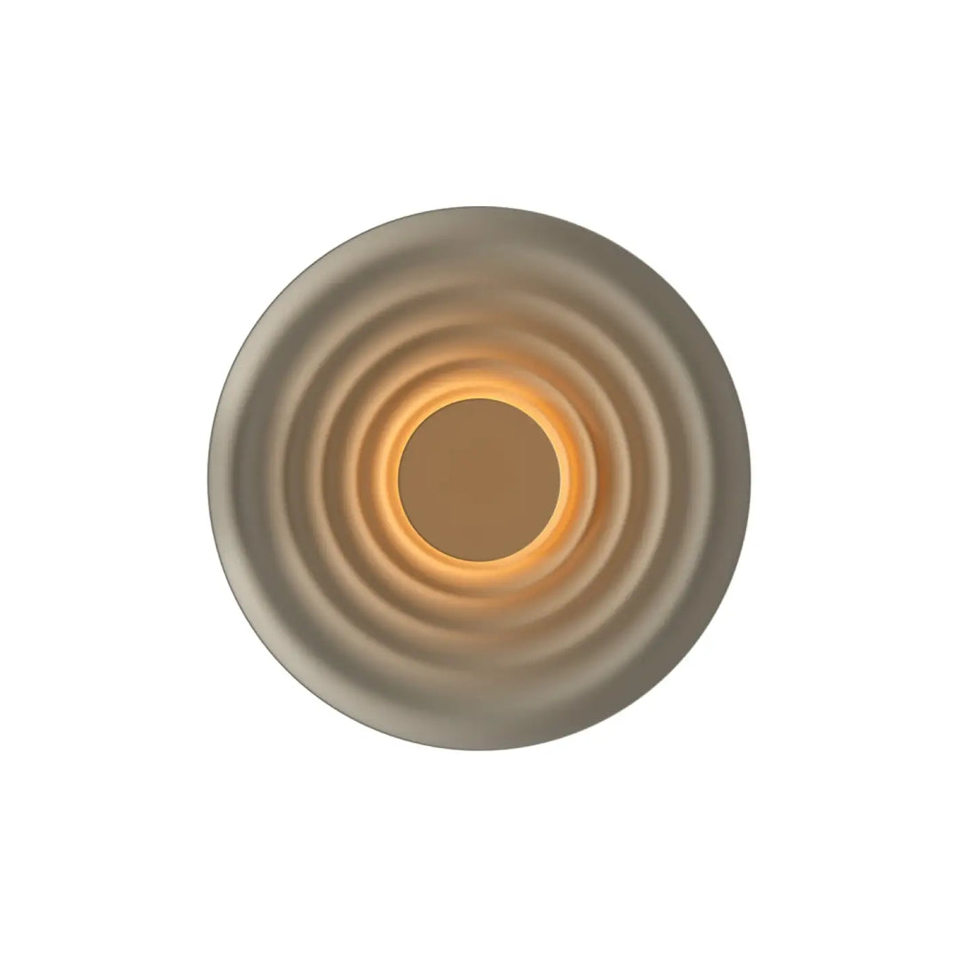 Applique murale nami disque ondulé avec lumière circulaire à anneaux concentriques et centre lumineux chaud