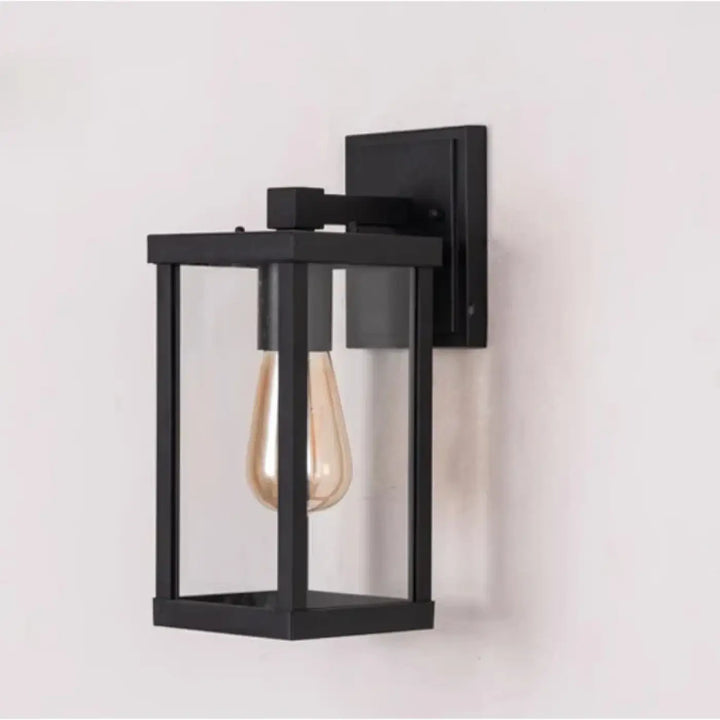 Applique murale noir extérieur en verre clair à la lumière chaude