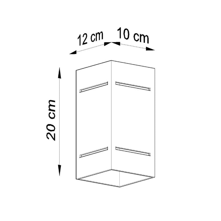 Applique blocco noir minimaliste avec perforation linéaire et spectacle lumineux dimensions 20 cm x 12 cm x 10 cm