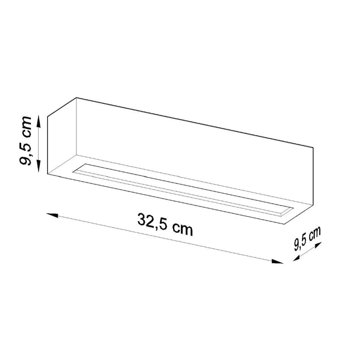 Applique murale en céramique vega noir 32,5 cm x 9,5 cm avec design moderne et dimensions précisées