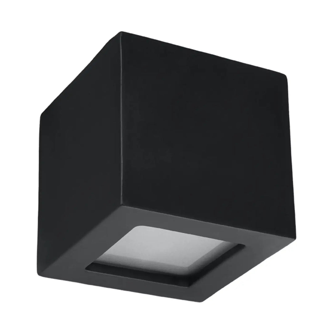 Applique murale moderne céramique leo noire avec finition mate et panneau led encastré pour belle lumière extérieure