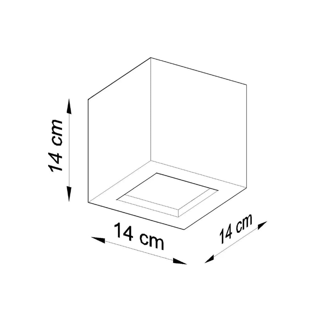 Applique murale moderne céramique leo en noir avec pot carré de 14 cm à base carrée en retrait pour belle lumière