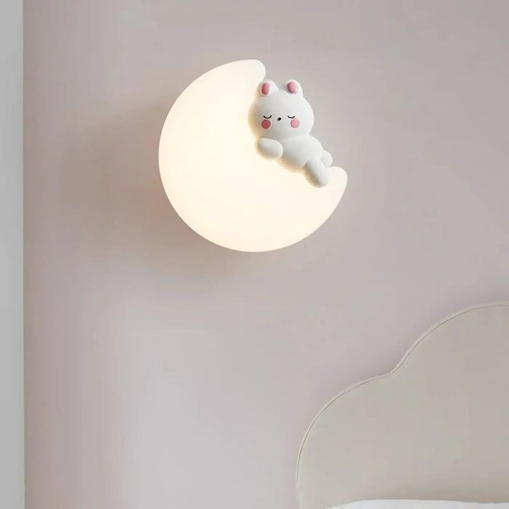 Applique murale nuage avec animal blanc pour chambre enfant