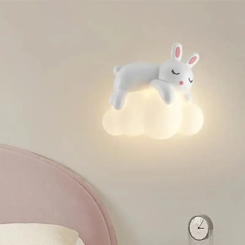 Applique murale nuage avec animal blanc pour chambre enfant