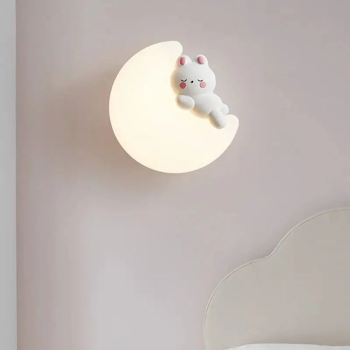 Applique murale nuage avec animal blanc pour chambre enfant