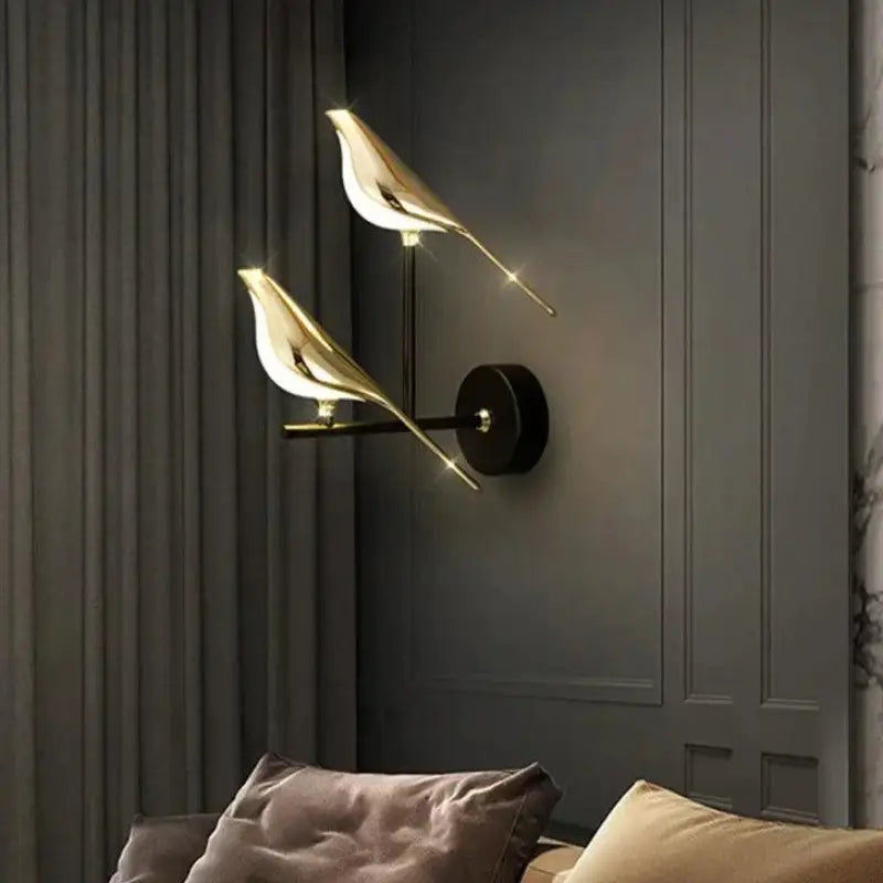 Applique Murale Oiseaux en Aluminium Noir ou Argenté