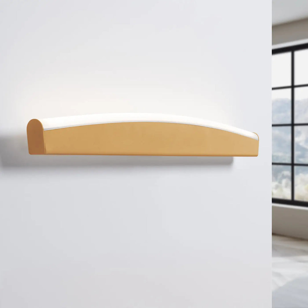 Luminaire à led applique murale jorun 4000k or avec design courbé élégant et bande led blanche intégrée