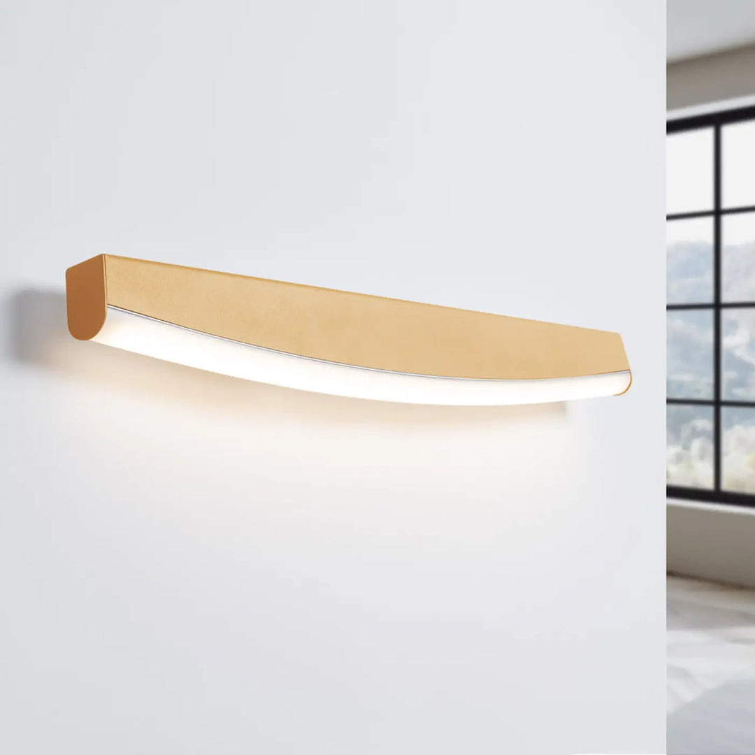 Applique murale gold finie luminaire à led avec design incurvé moderne et éclairage intégré trois couleurs 4000k or