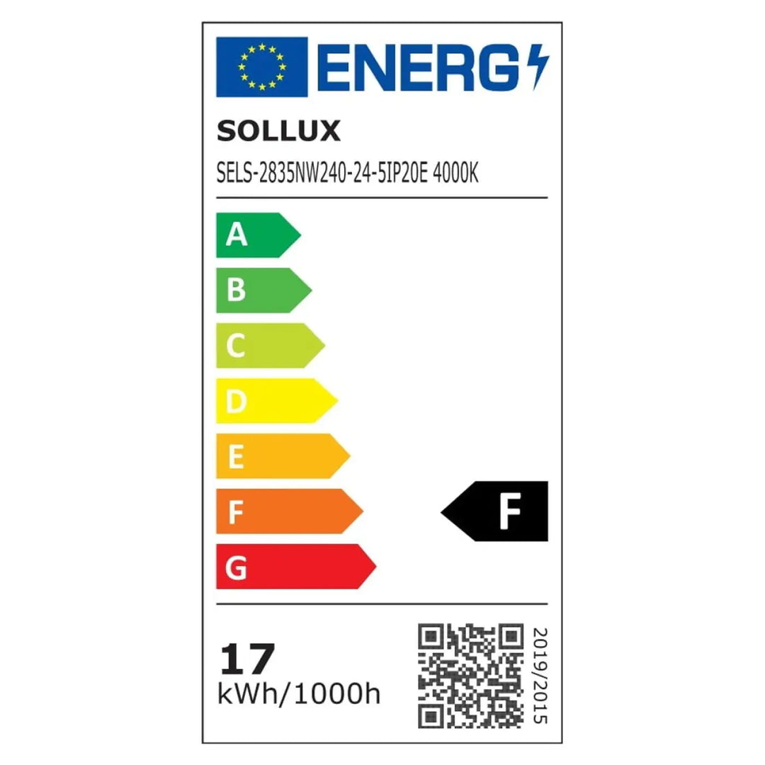 Étiquette énergie f pour luminaire à led applique murale jorun 4000k avec barème efficacité a à g et trois couleurs