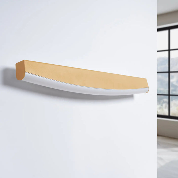 Applique murale jorun 4000k or luminaire à led en finition or avec design courbe et éclairage intégré blanc trois couleurs