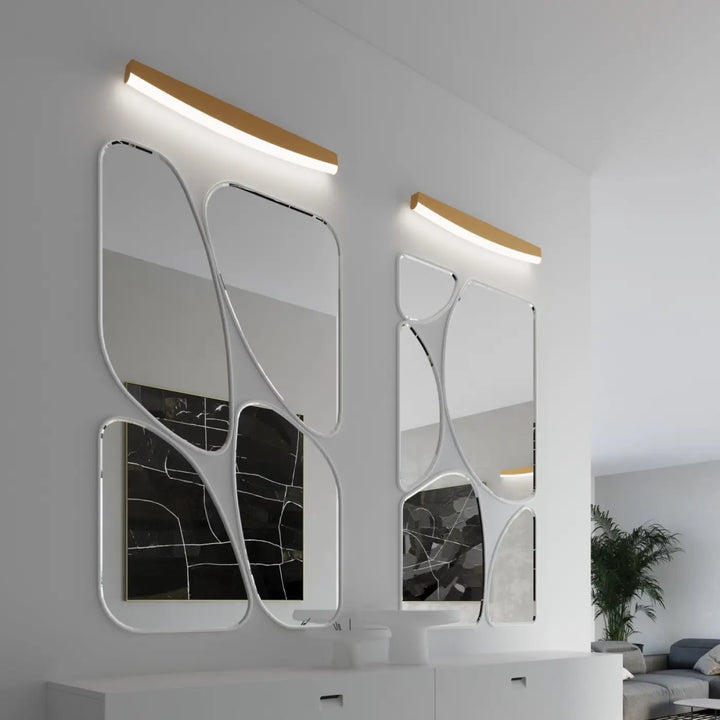 Applique murale jorun 4000k avec cadre blanc abstrait et luminaire à led en bois intégré en trois couleurs