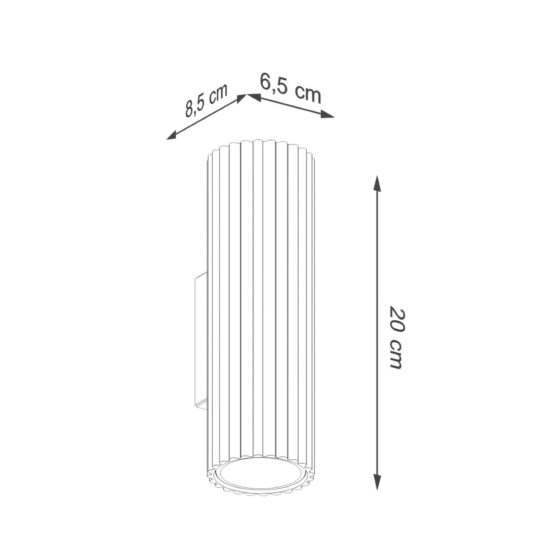 Applique murale karbon 20 or cylindrique 20 cm avec design minimaliste vertical cannelé et ampoules gu10 interchangeables