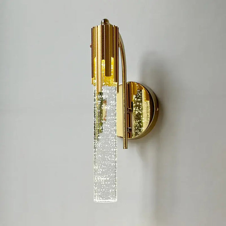 Applique Murale Originale Avec Barre En Verre Et Support Doré