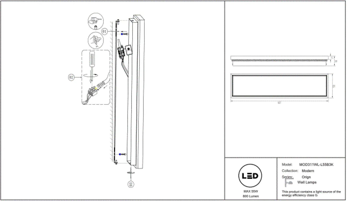 Schéma d'installation du luminaire