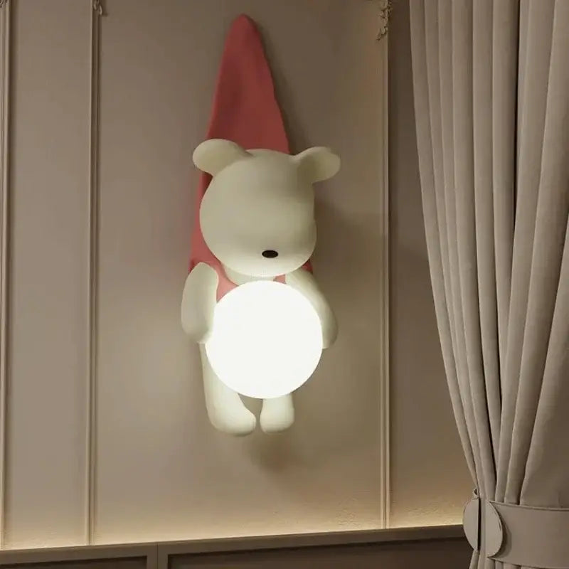 Applique murale ours avec boule lumineuse pour chambre enfant