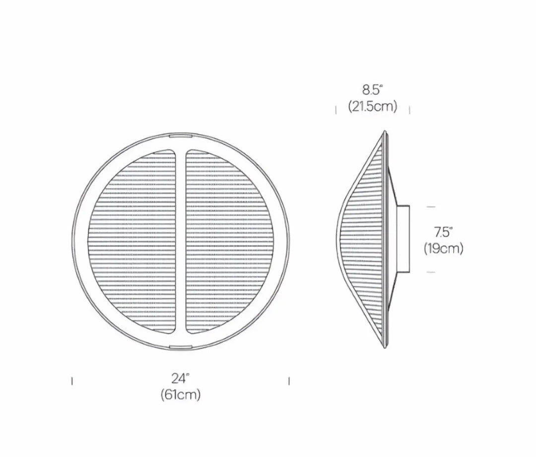 Table circulaire applique murale pantaya patricia urquiola avec surface plate divisée et base incurvée en tricot tendu