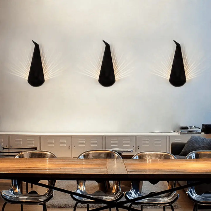 Applique Murale Paon en Aluminium Noir ou Doré