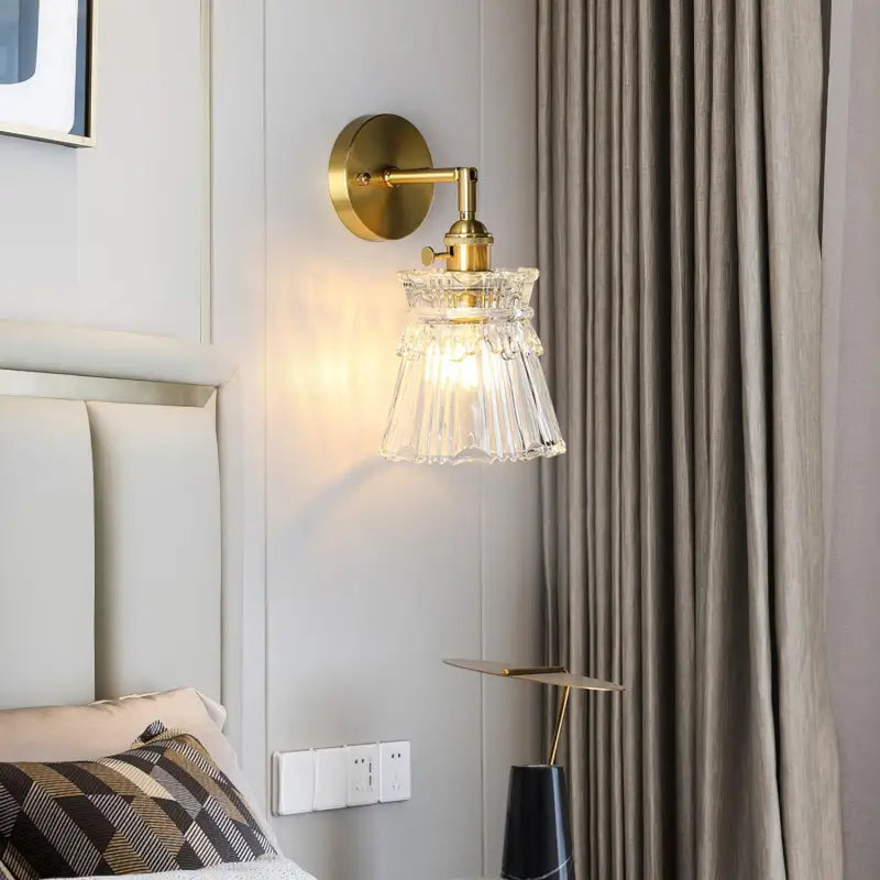 Applique Murale En Pate De Verre De Style Tulipe Or