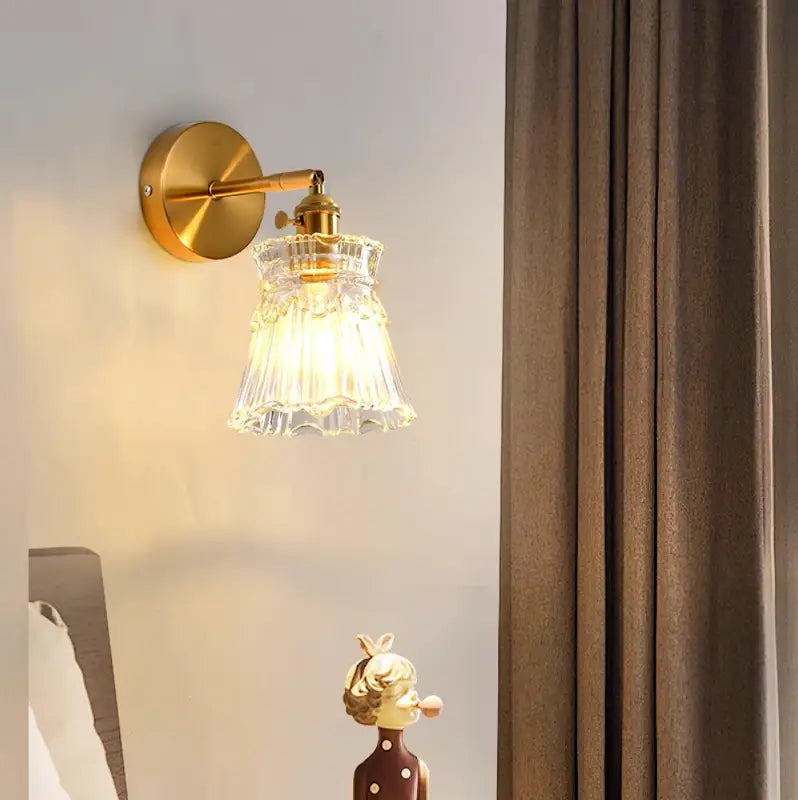 Applique Murale En Pate De Verre De Style Tulipe Or