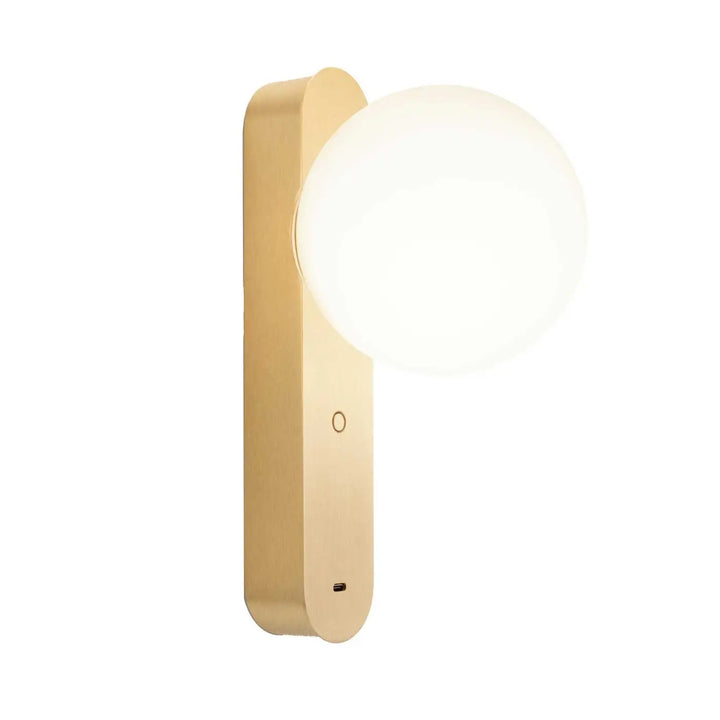 Applique Perlina USB dorée avec globe en verre