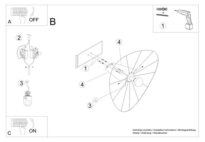 Lámpara de pared/techo negra ESKOLA 140