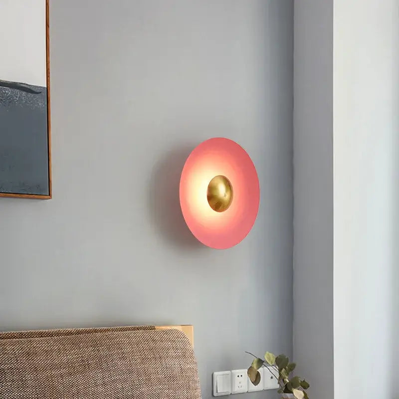 Applique Murale Ronde De Couleur Rose Jaune Bleu Blanc Ou Noir