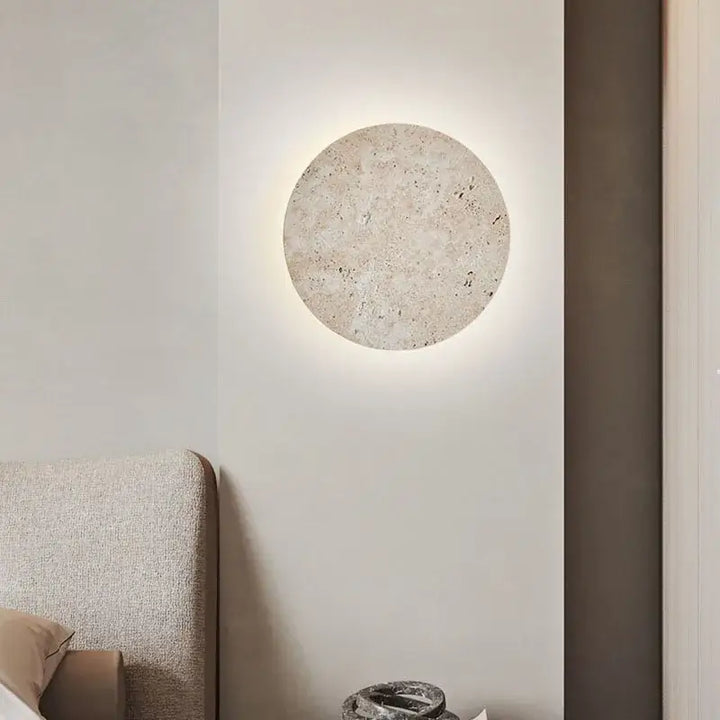 Applique Murale Ronde En Pierre Beige Au Design Naturel