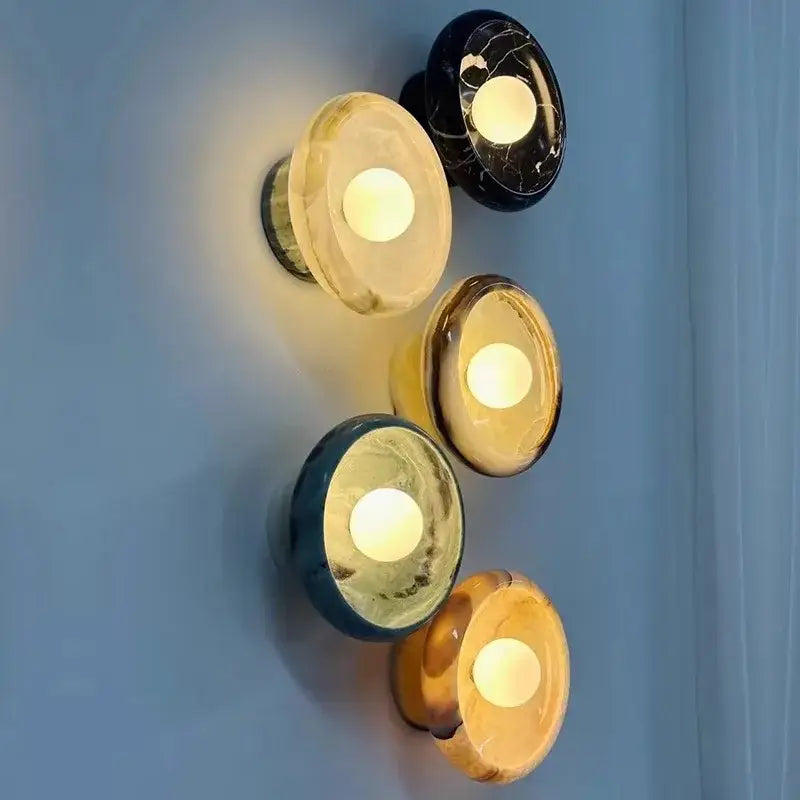 Applique murale ronde en pierre naturelle colorée LED