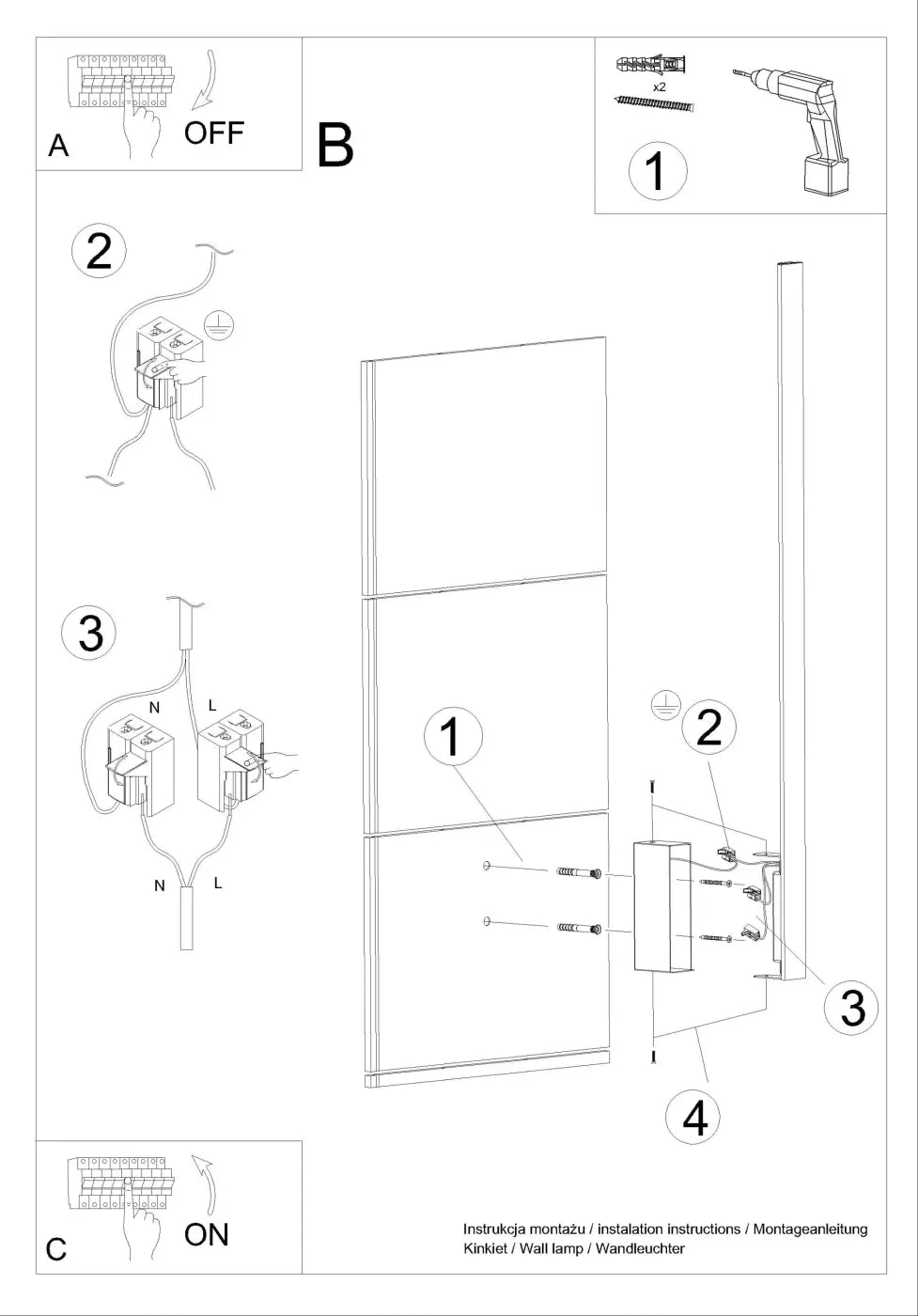 Schéma d'installation du luminaire
