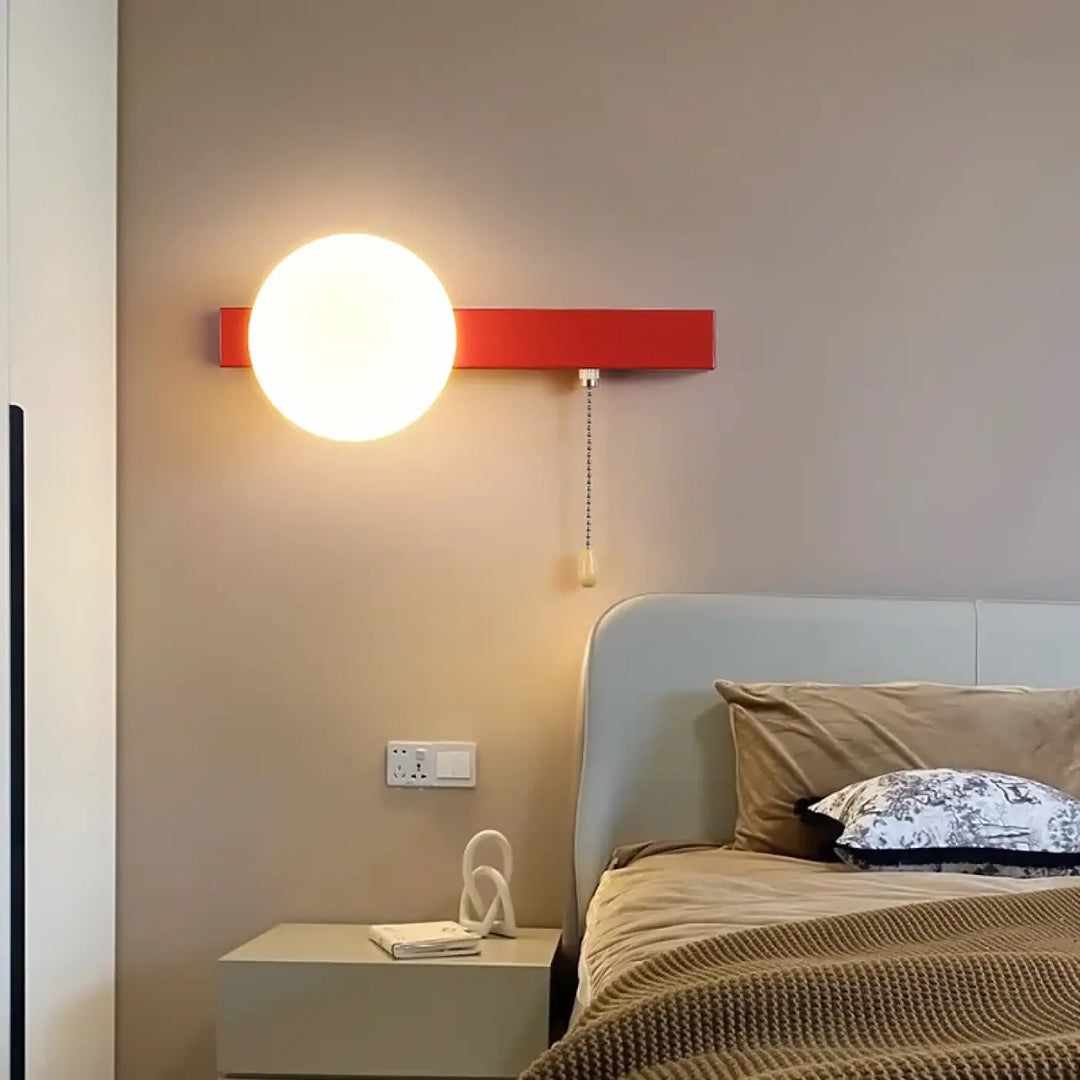 Applique murale klink rouge rectangulaire avec ampoule circulaire lumineuse pour éclairage intérieur design