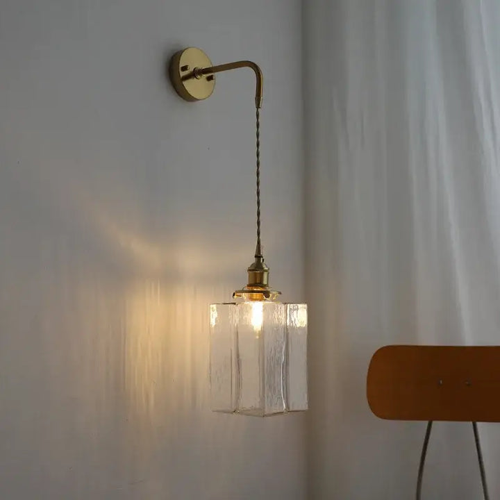 Applique murale style ancien laiton avec suspension verre