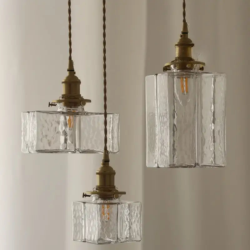 Applique murale style ancien laiton avec suspension verre