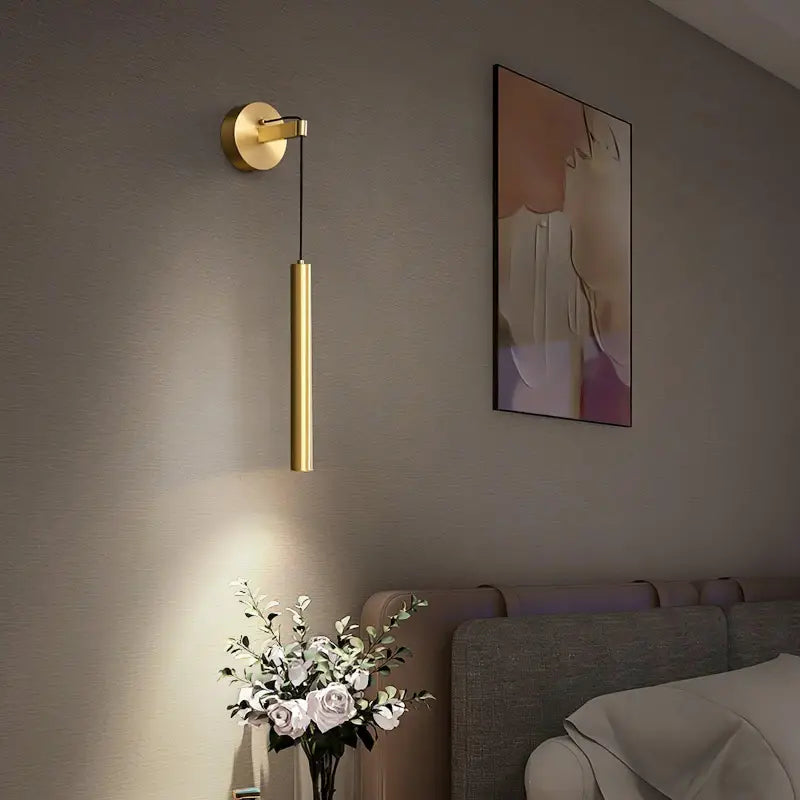 Applique Murale Suspendue Chambre Cylindre Or Élégant