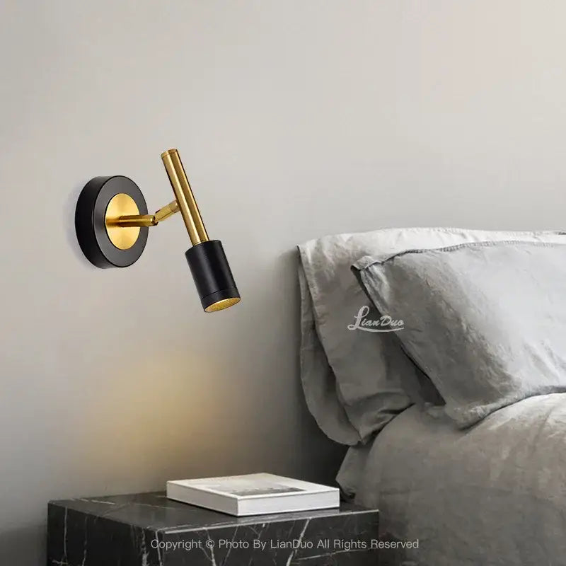 Applique Murale Tête De Lit Noir Et Doré Éclairage Orientable