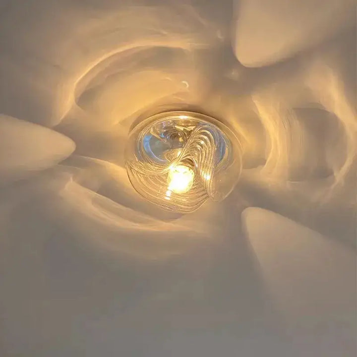 Applique Murale Transparente En Verre Soufflé Gris Élégante