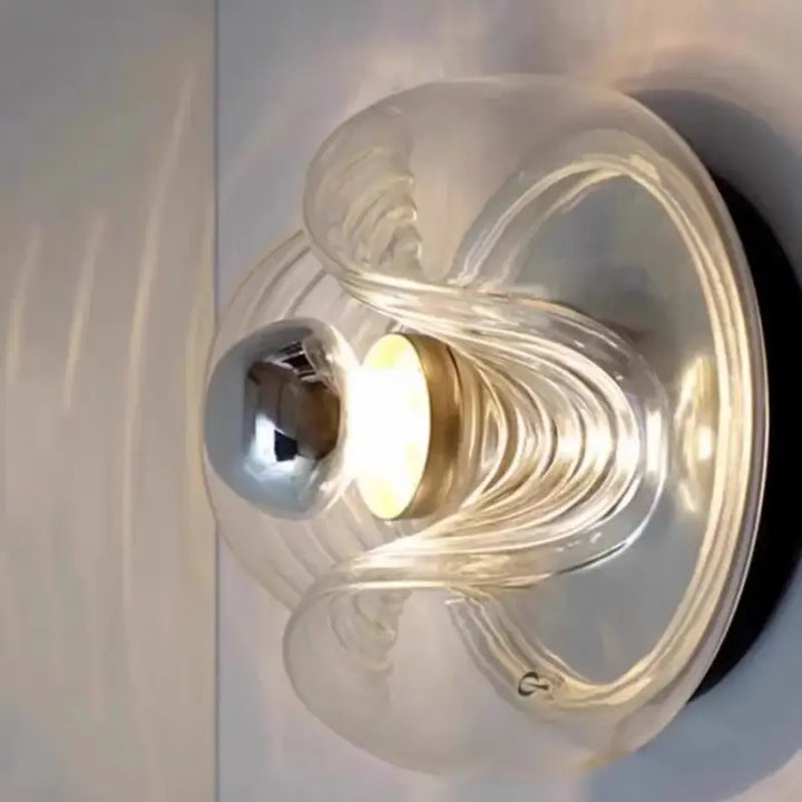 Applique Murale Transparente En Verre Soufflé Gris Élégante