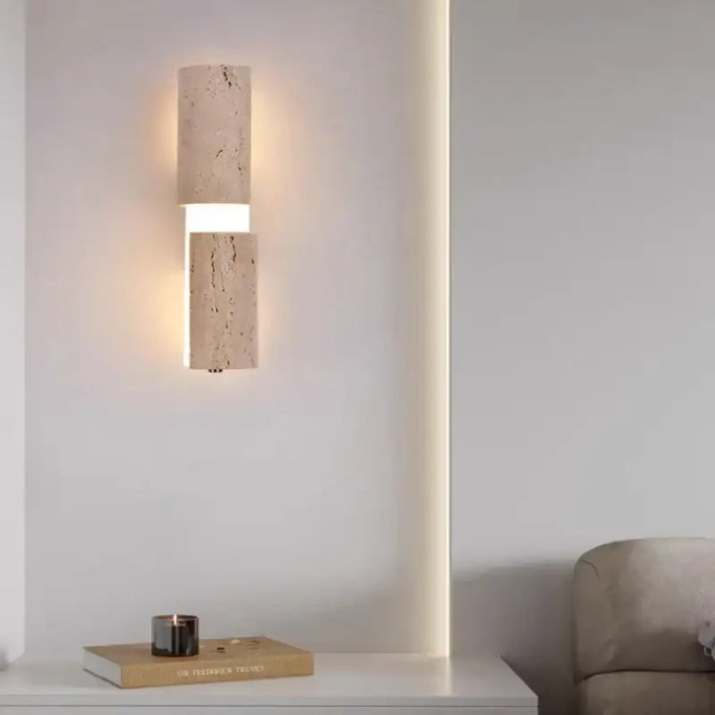 Applique murale travertin moderne éclairage haut et bas