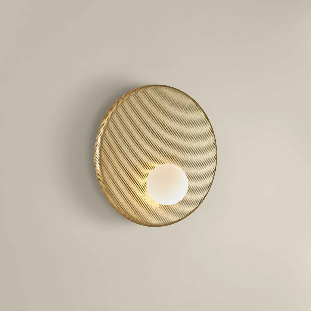 Applique Trip dorée en aluminium et acier avec diffuseur en verre opale