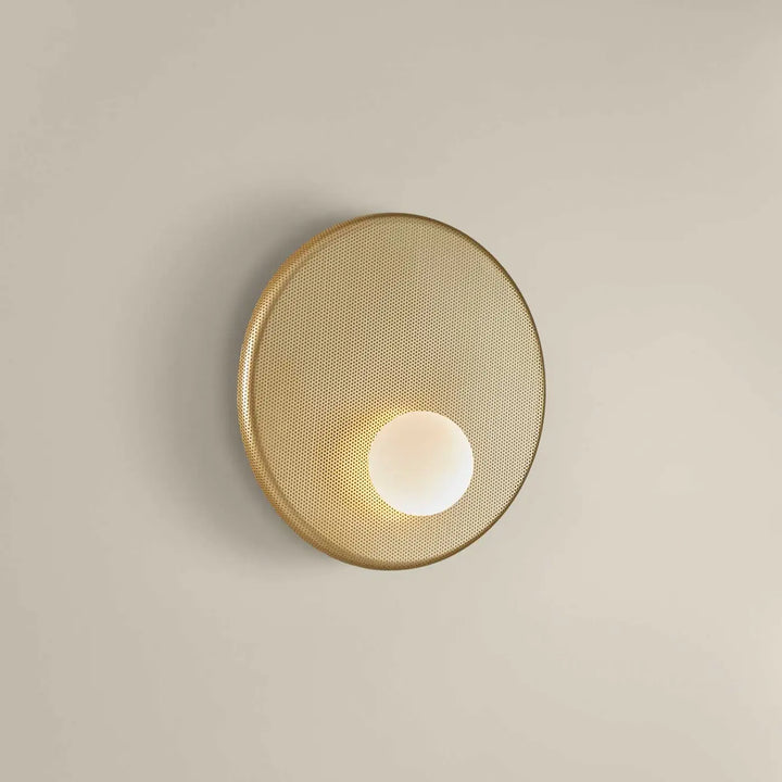 Applique Trip dorée en aluminium et acier avec diffuseur en verre opale