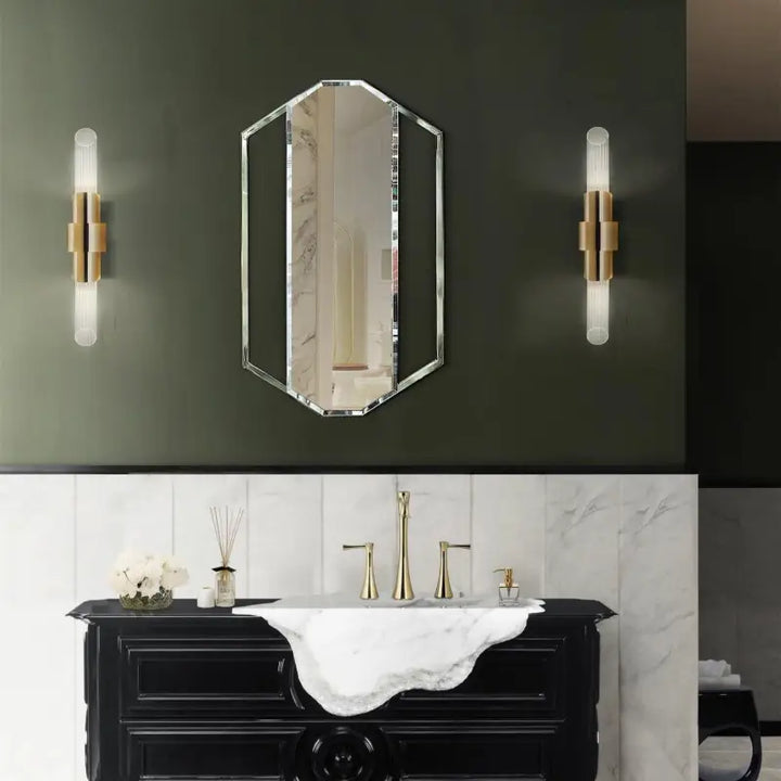 Applique Murale Tube Verre Aluminium Doré Élégante