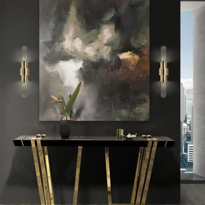 Applique Murale Tube Verre Aluminium Doré Élégante